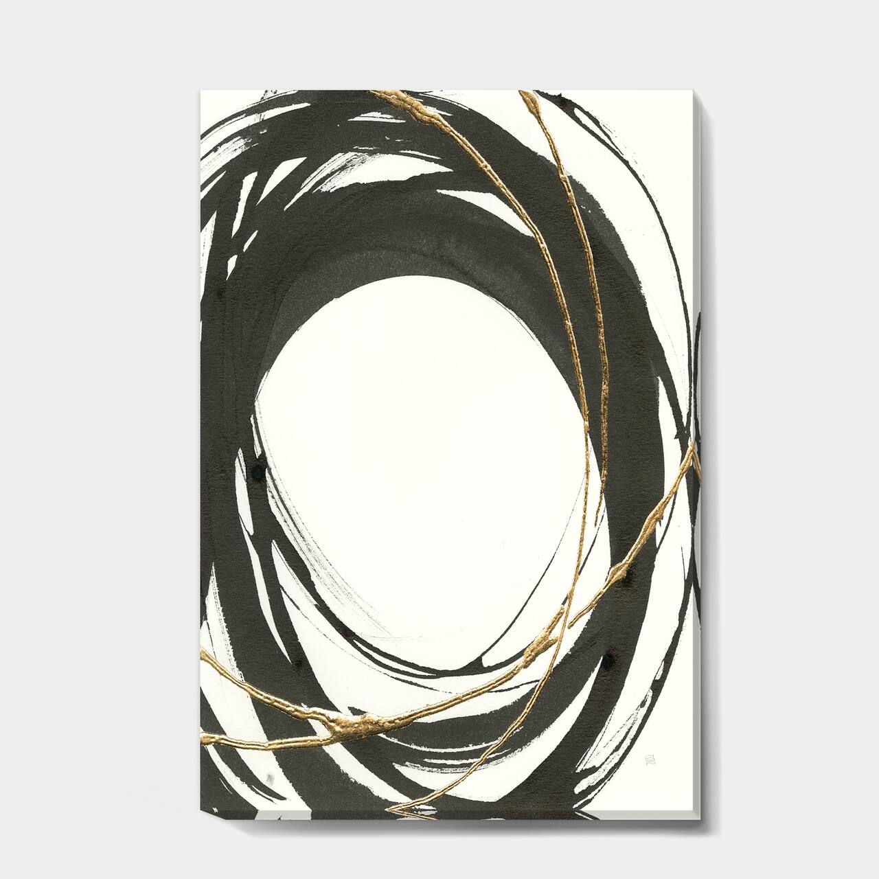 Designart - Gold Glamour Circle II - Posh & Luxe Premium Canvas Wall Art